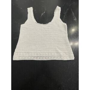 Vince white crocheted 100% Organic Cotton cropped tank SM